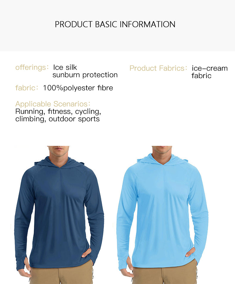 MAGCOMSEN Men's Hooded UPF 50+ Sun Protection T Shirts Long Sleeve Athletic Fishing Shirts Rash Guards