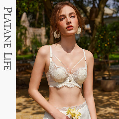 French Lace Crystal Cup Soft Underwire Bra
