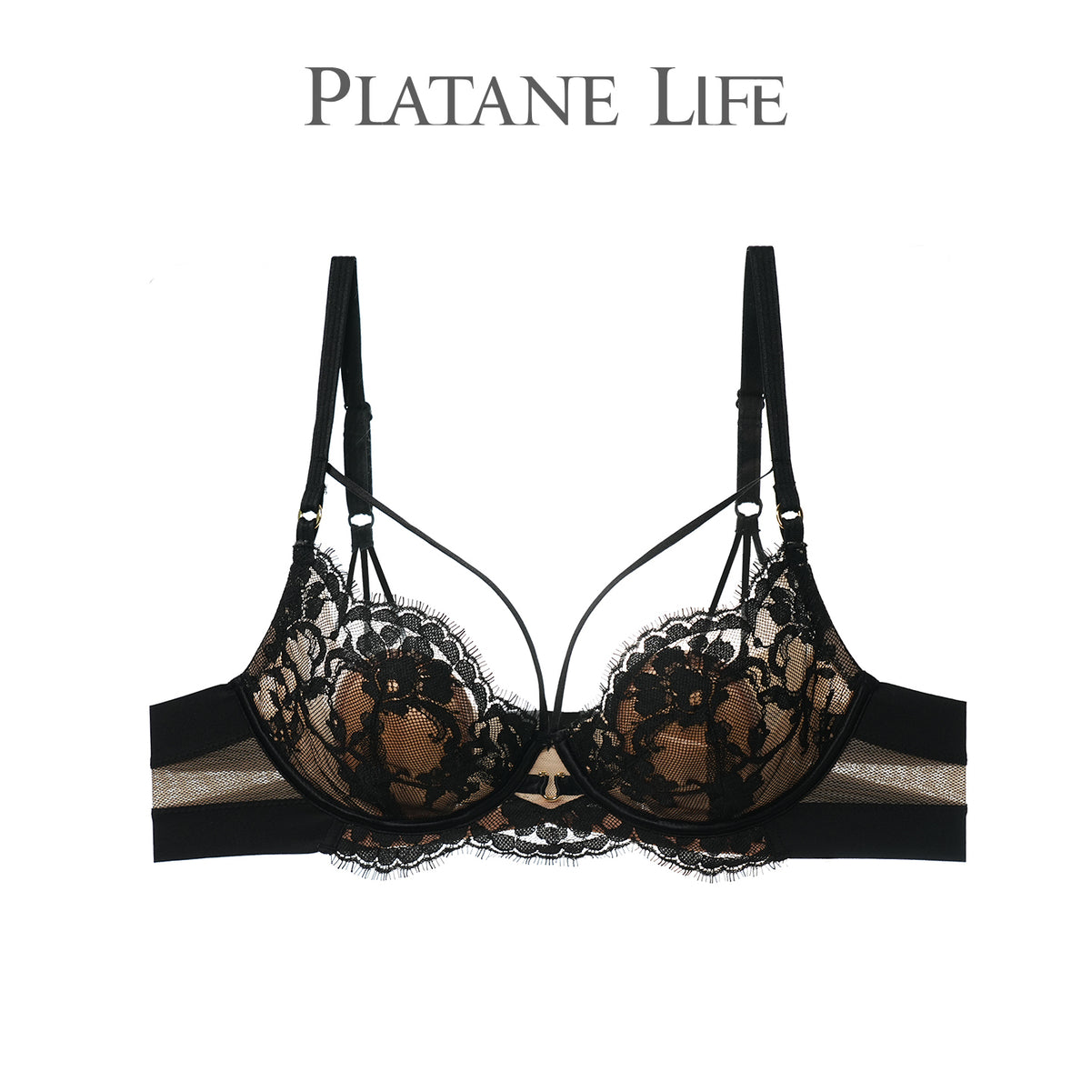 French Lace Crystal Cup Soft Underwire Bra