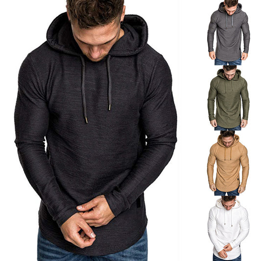 Men's Long Sleeve Athletic Hoodie Sports Sweatshirt Solid Colour Fashion Pullover