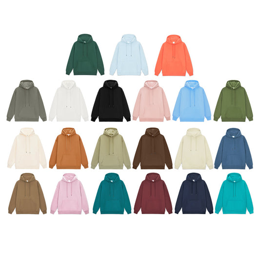 Mens Womens Casual Hoodie Long Sleeve Solid Colour Lightweight Pullover Top (With Pocket) Loose Sweatshirt