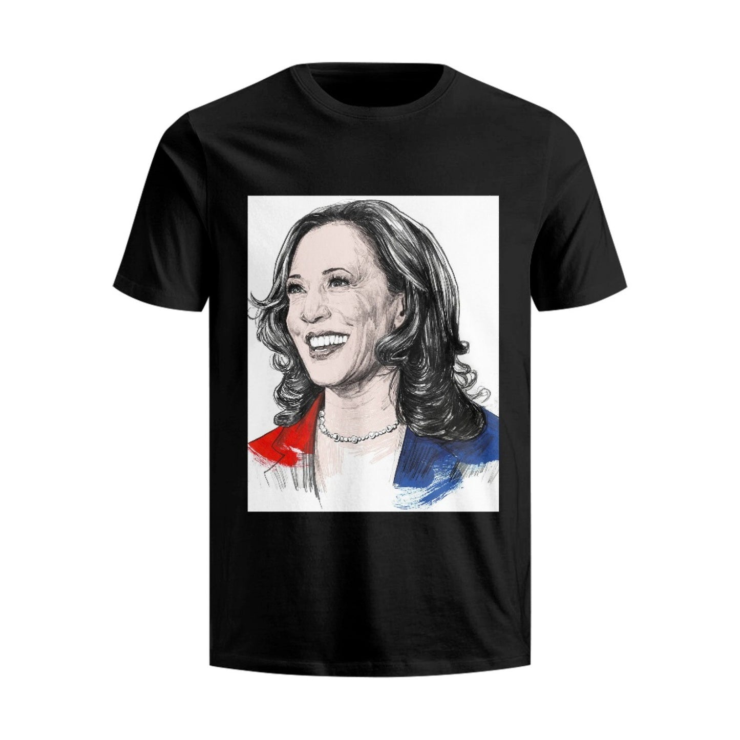 Kamala Harris printed men's and women's short-sleeved black cotton T casual shirt