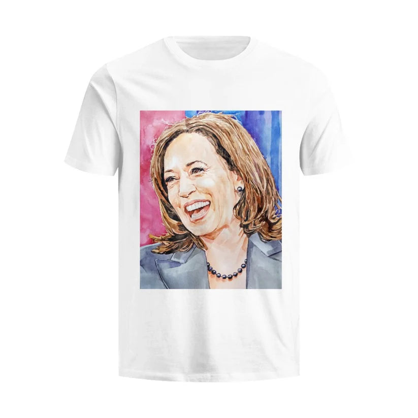 Kamala Harris printed men's and women's short-sleeved black cotton T casual shirt