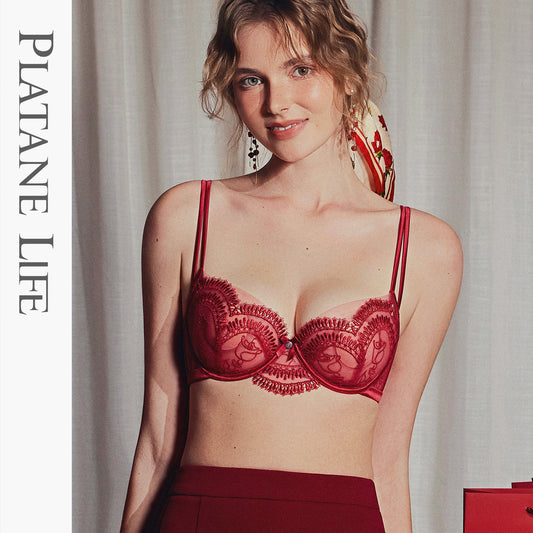 Soft Underwire Bra with Crystal Cups & Rose Embroidery