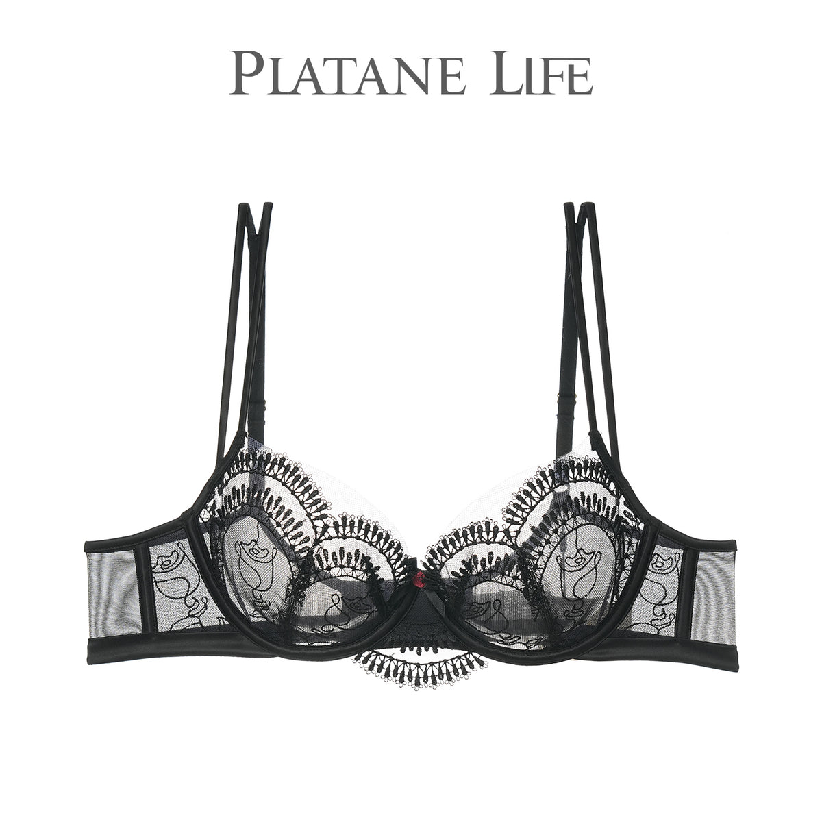 Soft Underwire Bra with Crystal Cups & Rose Embroidery