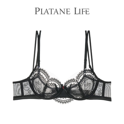 Soft Underwire Bra with Crystal Cups & Rose Embroidery