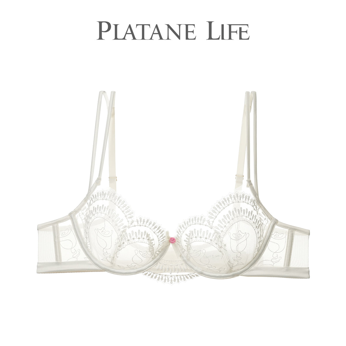 Soft Underwire Bra with Crystal Cups & Rose Embroidery