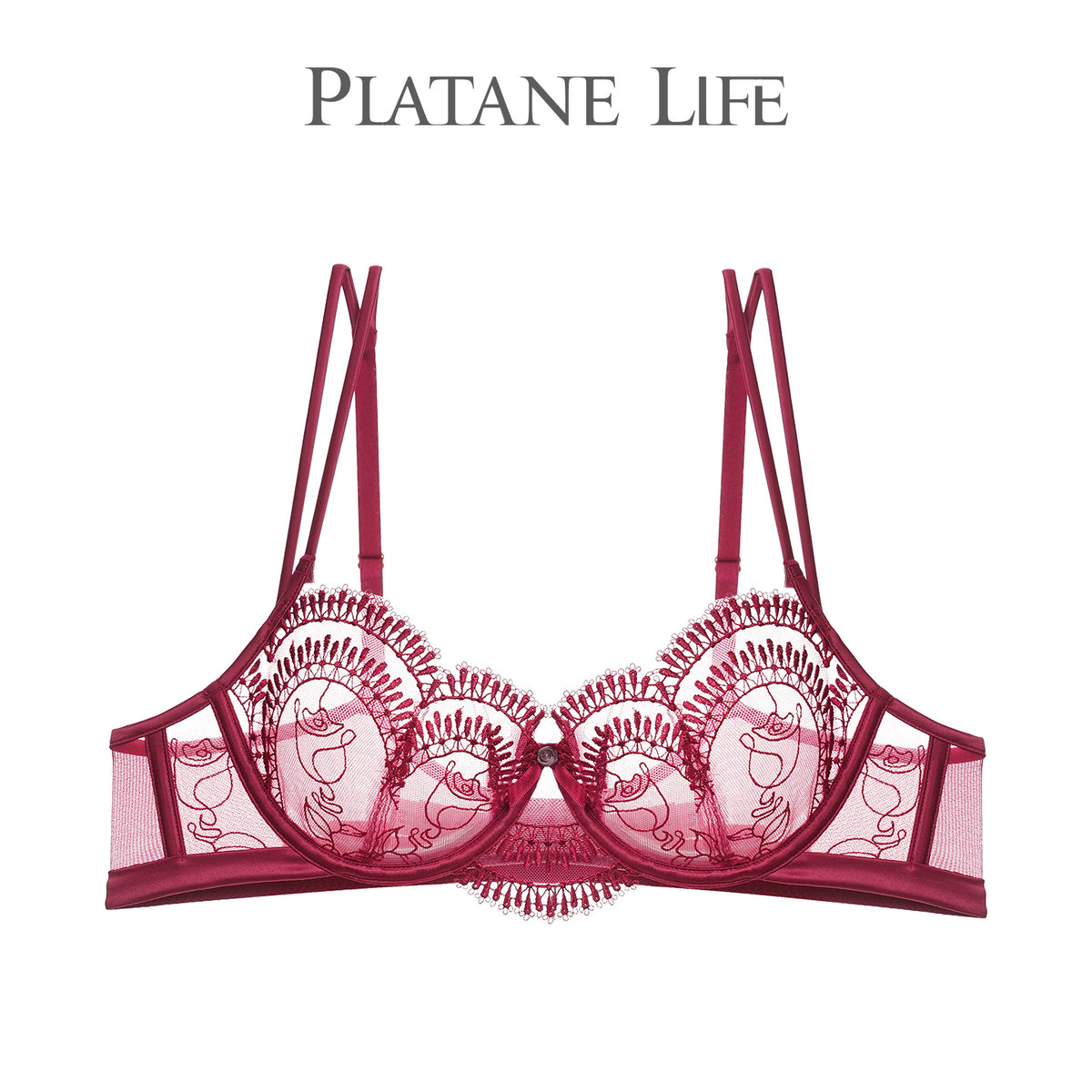 Soft Underwire Bra with Crystal Cups & Rose Embroidery