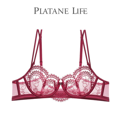 Soft Underwire Bra with Crystal Cups & Rose Embroidery