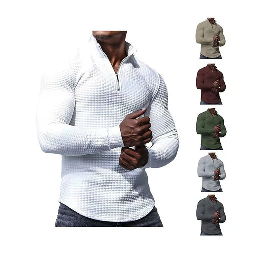 Men's Quarter Zip Sweaters Slim Fit Lightweight Cotton Knitted Casual Mock Neck Pullover Sweaters